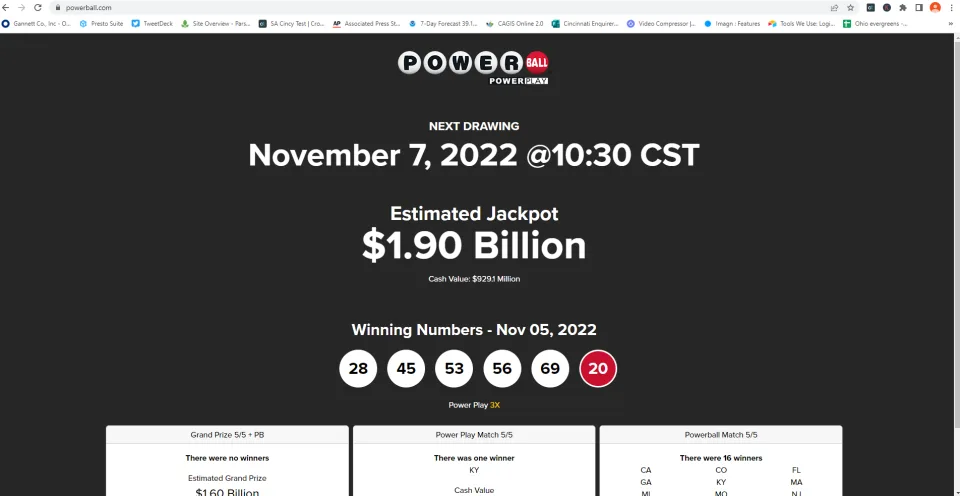 A screenshot of the official Powerball website Monday morning shows the incorrect drawing time. Monday's jackpot will be drawn at the normal 10:59 p.m. ET.