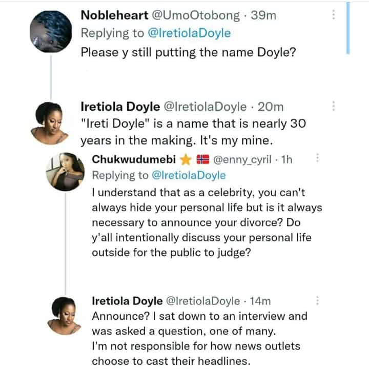 Ireti Doyle on why she bears husband's surname